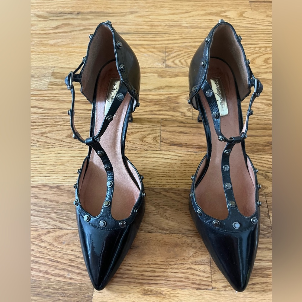 Black patent heels.